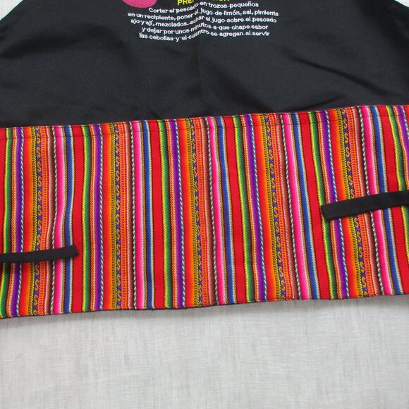 Peru Peruvian Ceviche Food Apron Unisex Black Striped Kitchen Design Neck Strap - Picture 3 of 8